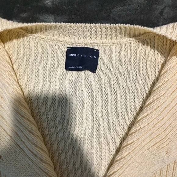 ASOS Cream Ribbed Cardigan - Picture 2 of 2